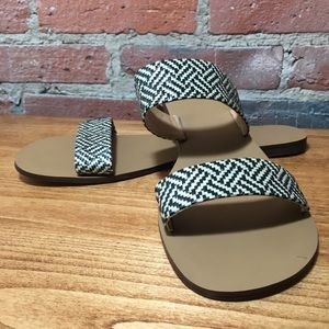 NWOT J Crew Malta Slide Sandal Black & White Size 9